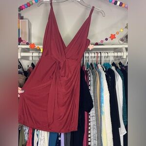 Tobi Front Knot Red Mini Dress